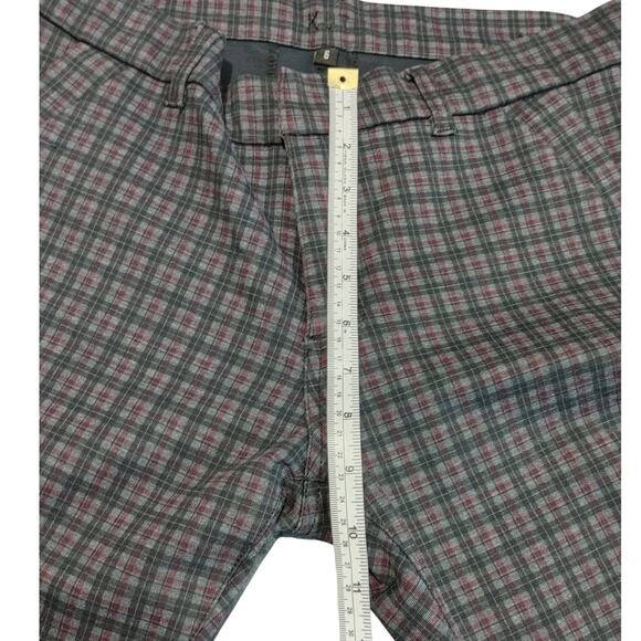 Kut from the Kloth Skinny Ponte Pants Mid Rise Plaid Burgundy Gray Womens Size 6 - Picture 8 of 9